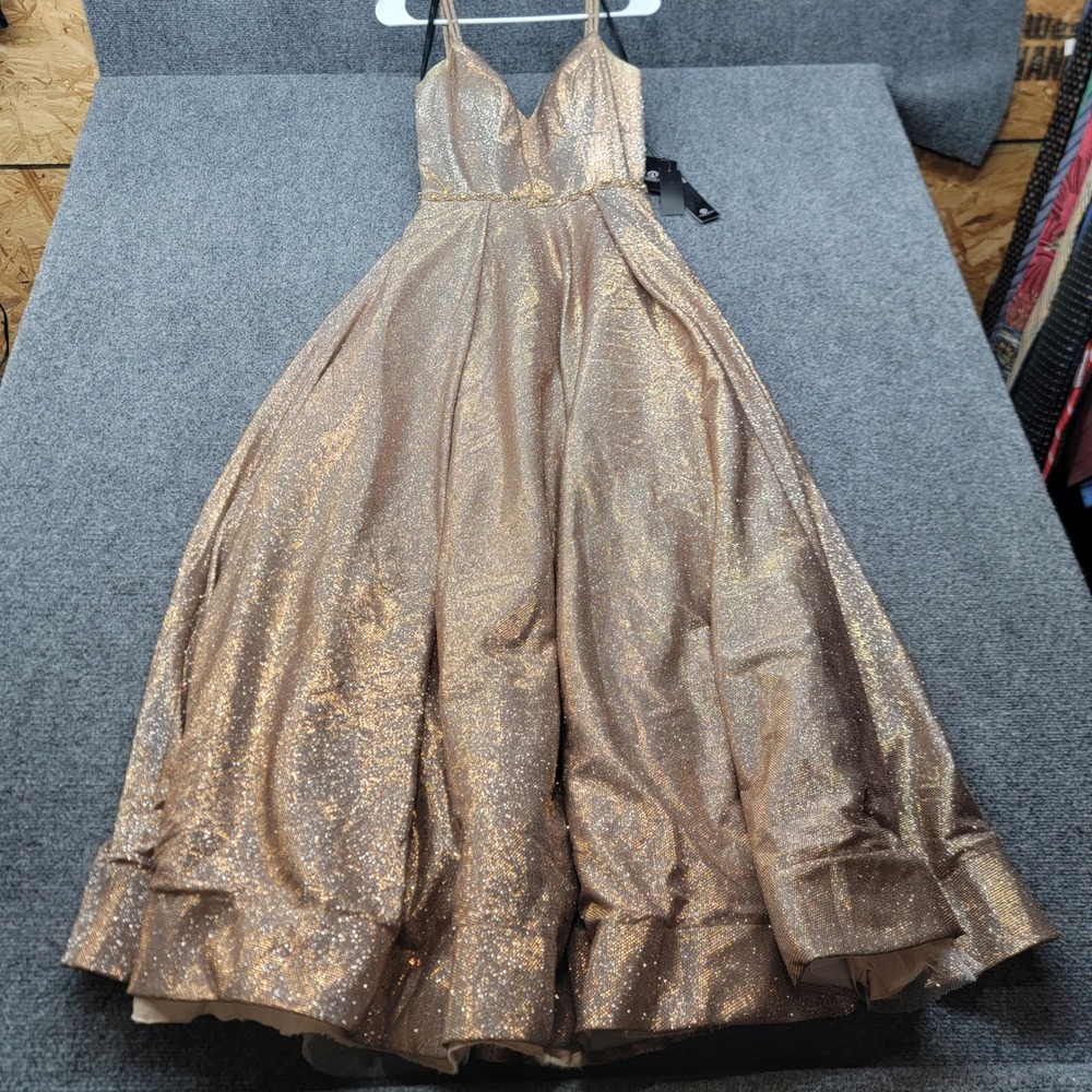 Andrea & Leo Couture A0647 Copper Metallic A-Line Prom Gown Dress NWT 6